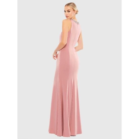 Ieena for Mac Duggal Pink Embellished Neck Trumpet Gown - Size 8 - NWT - Picture 2 of 7
